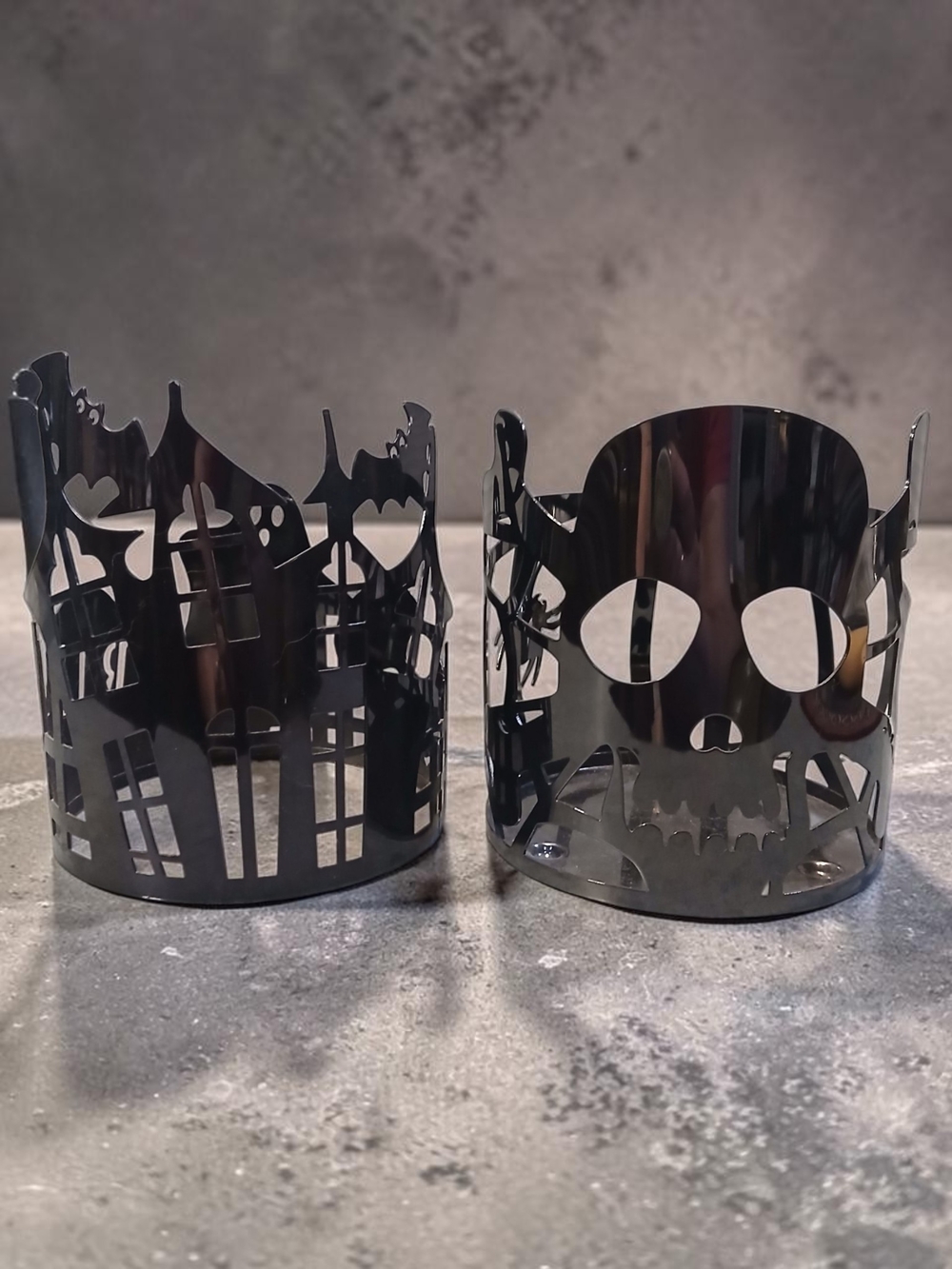 Halloween Decorative Metal Candle Holders Set - Black